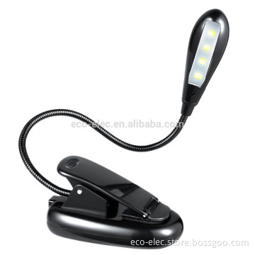 Extra-Bright 4 LED Book Reading Light Easy Clip Soft Padded Clamp. Perfect for Bookworms desk light Can be used as Flash light